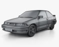 Ford Escort GT ハッチバック 1996 3Dモデル wire render