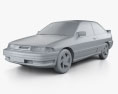 Ford Escort GT 해치백 1996 3D 모델  clay render