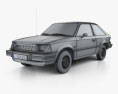 Ford Escort GLX 3도어 해치백 1981 3D 모델  wire render