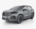 Ford Edge ST 인테리어 가 있는 2021 3D 모델  wire render