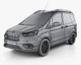 Ford Tourneo Courier 2022 3D модель wire render