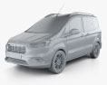 Ford Tourneo Courier 2022 3D модель clay render
