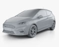 Ford Fiesta 3ドア ST 2022 3Dモデル clay render