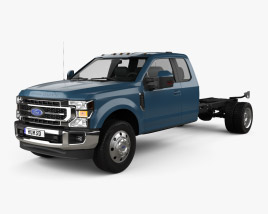 3D model of Ford F-550 Super Duty Super Cab Chassis Lariat 2022