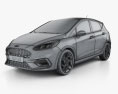 Ford Fiesta 5-door ST 2022 3d model wire render