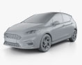 Ford Fiesta 5-door ST 2022 3d model clay render