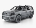 Ford Expedition EL Platinum з детальним інтер'єром 2018 3D модель wire render