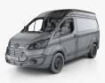 Ford Transit Custom パネルバン L1H2 HQインテリアと 2015 3Dモデル wire render