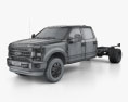 Ford F-550 Super Duty Crew Cab Chassis Lariat 2024 3D模型 wire render