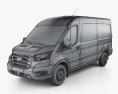 Ford Transit パネルバン L3H2 Trendline 2022 3Dモデル wire render