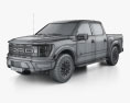 Ford F-150 Super Crew Cab 5.5 ft Bed Raptor Performance Package 2024 3D模型 wire render