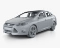 Ford Focus Sedán con interior 2013 Modelo 3D clay render