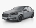Ford Escort Titanium 2024 3D模型 wire render