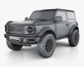 Ford Bronco 2门 Badlands 2022 3D模型 wire render