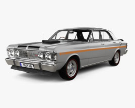 Ford Falcon GT-HO with HQ interior and engine 1974 3D model
