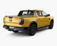Ford Ranger Doppelkabine Wildtrak 2024 3D-Modell Rückansicht