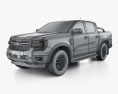 Ford Ranger ダブルキャブ Sport 2024 3Dモデル wire render