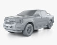 Ford Ranger 双人驾驶室 Sport 2024 3D模型 clay render