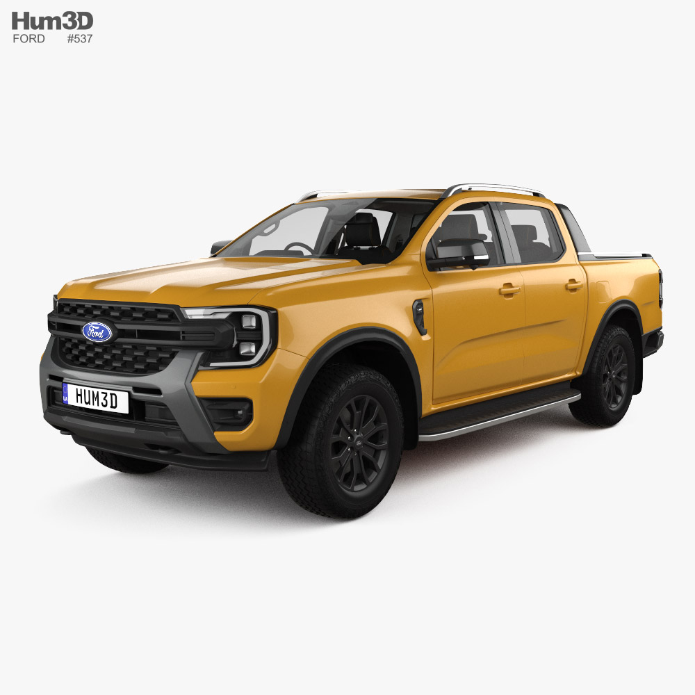 Ford Ranger Double Cab Wildtrak with HQ interior 2024 3D model