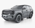 Ford Everest Sport 2024 3D模型 wire render
