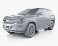Ford Everest Sport 2024 3D 모델  clay render