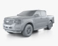 Ford Ranger 双人驾驶室 XLS 2024 3D模型 clay render