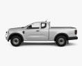 Ford Ranger Extended Cab XL 2024 3D 모델  side view