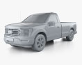 Ford F-150 Regular Cab 8 ft Bed XLT 2024 3Dモデル clay render