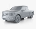 Ford F-150 Super Cab 6.5 ft Bed Lariat 2024 3D模型 clay render