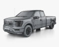 Ford F-150 Super Cab 8 ft Bed Lariat 2024 3D模型 wire render