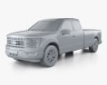 Ford F-150 Super Cab 8 ft Bed Lariat 2024 3D模型 clay render