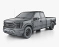 Ford F-150 Super Cab 8 ft Bed XL 2024 3D模型 wire render