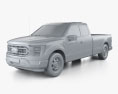 Ford F-150 Super Cab 8 ft Bed XL 2024 3D模型 clay render