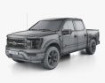 Ford F-150 Super Crew Cab 5.5 ft Bed King Ranch 2024 3D模型 wire render