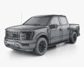 Ford F-150 Super Crew Cab 5.5 ft Bed Lariat 2024 3D 모델  wire render