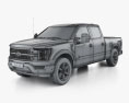 Ford F-150 Super Crew Cab 6.5 ft Bed King Ranch 2024 3D模型 wire render