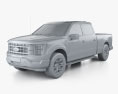 Ford F-150 Super Crew Cab 6.5 ft Bed Lariat Sport 2024 3D模型 clay render