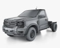 Ford Ranger Single Cab Chassis XL 2024 3D модель wire render