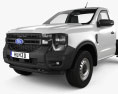 Ford Ranger Single Cab Chassis XL 2024 3D 모델 