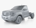 Ford Ranger シングルキャブ Chassis XL 2024 3Dモデル clay render