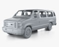 Ford E Пасажирський фургон з детальним інтер'єром 2014 3D модель clay render