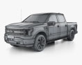 Ford F-150 Lightning Super Crew Cab 5.5 ft Bed Lariat 2024 3Dモデル wire render