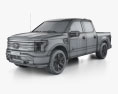 Ford F-150 Lightning Super Crew Cab 5.5 ft Bed PRO 2024 3D模型 wire render
