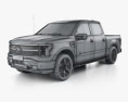 Ford F-150 Lightning Super Crew Cab 5.5 ft Bed XLT 2024 3Dモデル wire render