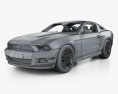 Ford Mustang V6 coupe 带内饰 和发动机 2015 3D模型 wire render