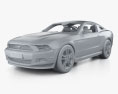 Ford Mustang V6 coupé con interni e motore 2015 Modello 3D clay render