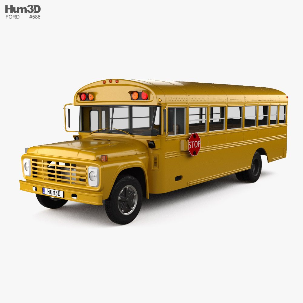 Ford B600 Autobús Escolar 1981 Modelo 3D