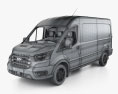 Ford Transit Panel Van L2H2 с детальным интерьером 2021 3D модель wire render