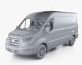 Ford Transit Panel Van L2H2 з детальним інтер'єром 2021 3D модель clay render