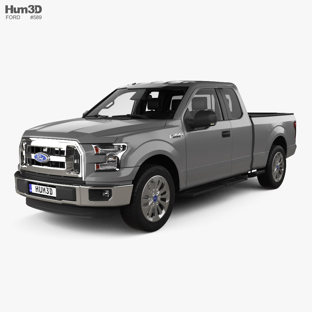 Ford F-150 Super Cab XL with HQ interior and engine 2017 3D model